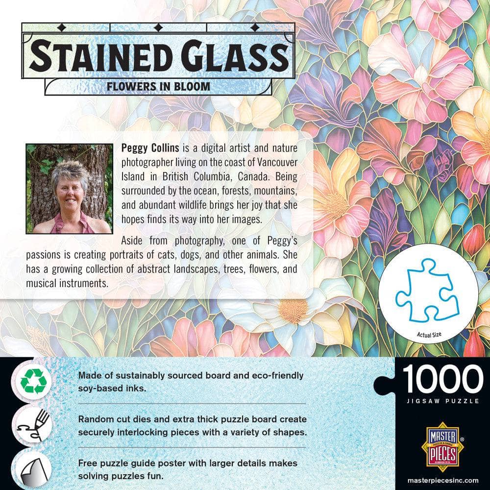 Stained Glass - Flowers in Bloom 1000 Piece Jigsaw Puzzle - Image 3