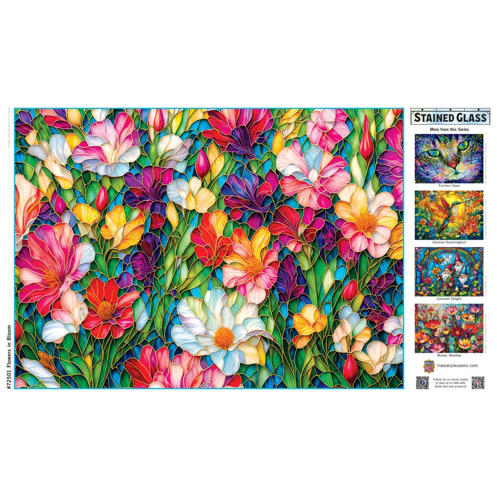 Stained Glass - Flowers in Bloom 1000 Piece Jigsaw Puzzle - Image 4