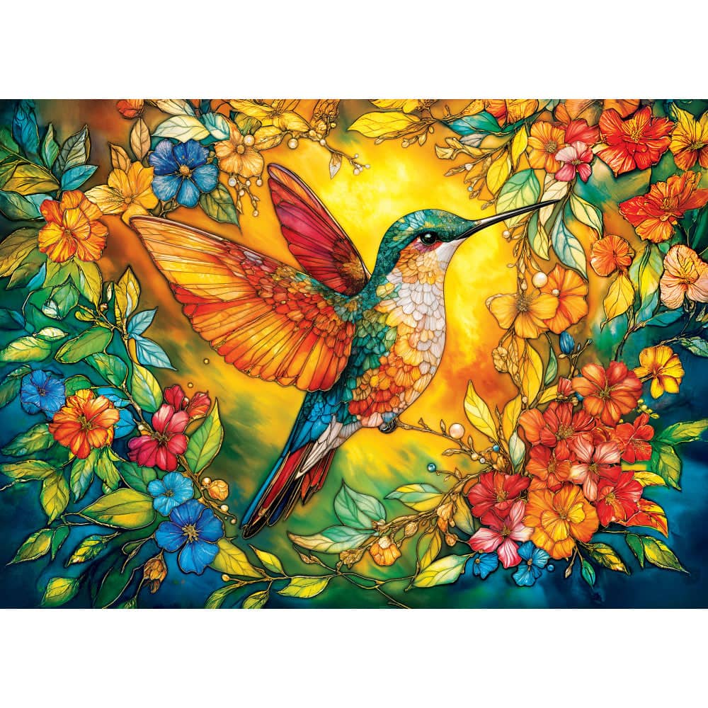 Stained Glass - Glorious Hummingbird 1000 Piece Jigsaw Puzzle - Image 2