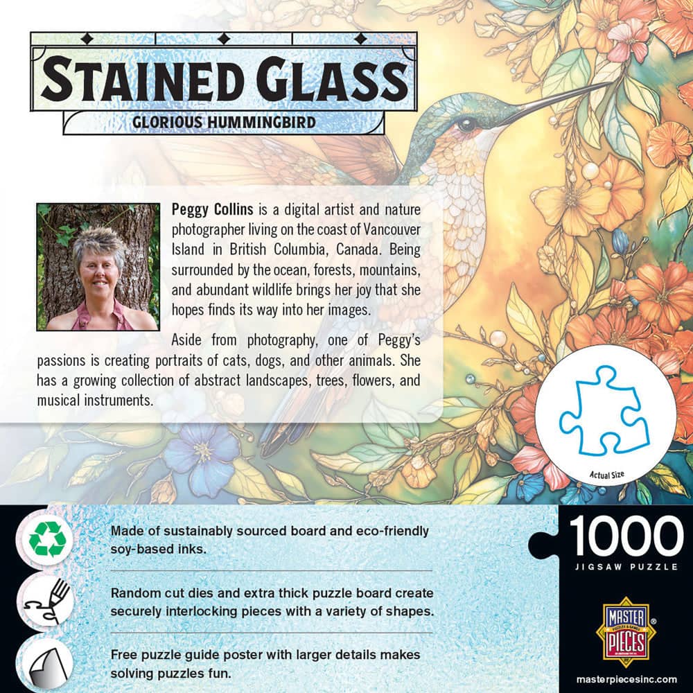 Stained Glass - Glorious Hummingbird 1000 Piece Jigsaw Puzzle - Image 3
