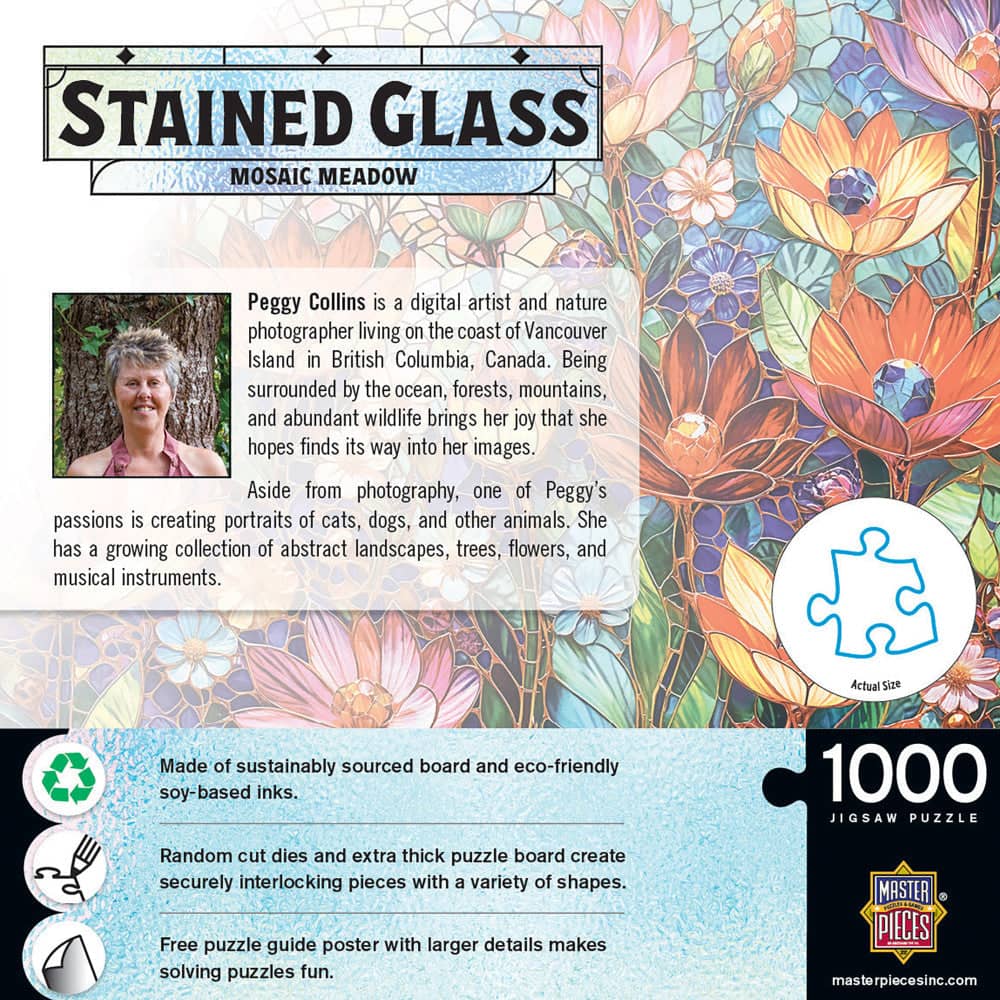 Stained Glass - Mosaic Meadow 1000 Piece Jigsaw Puzzle - Image 3