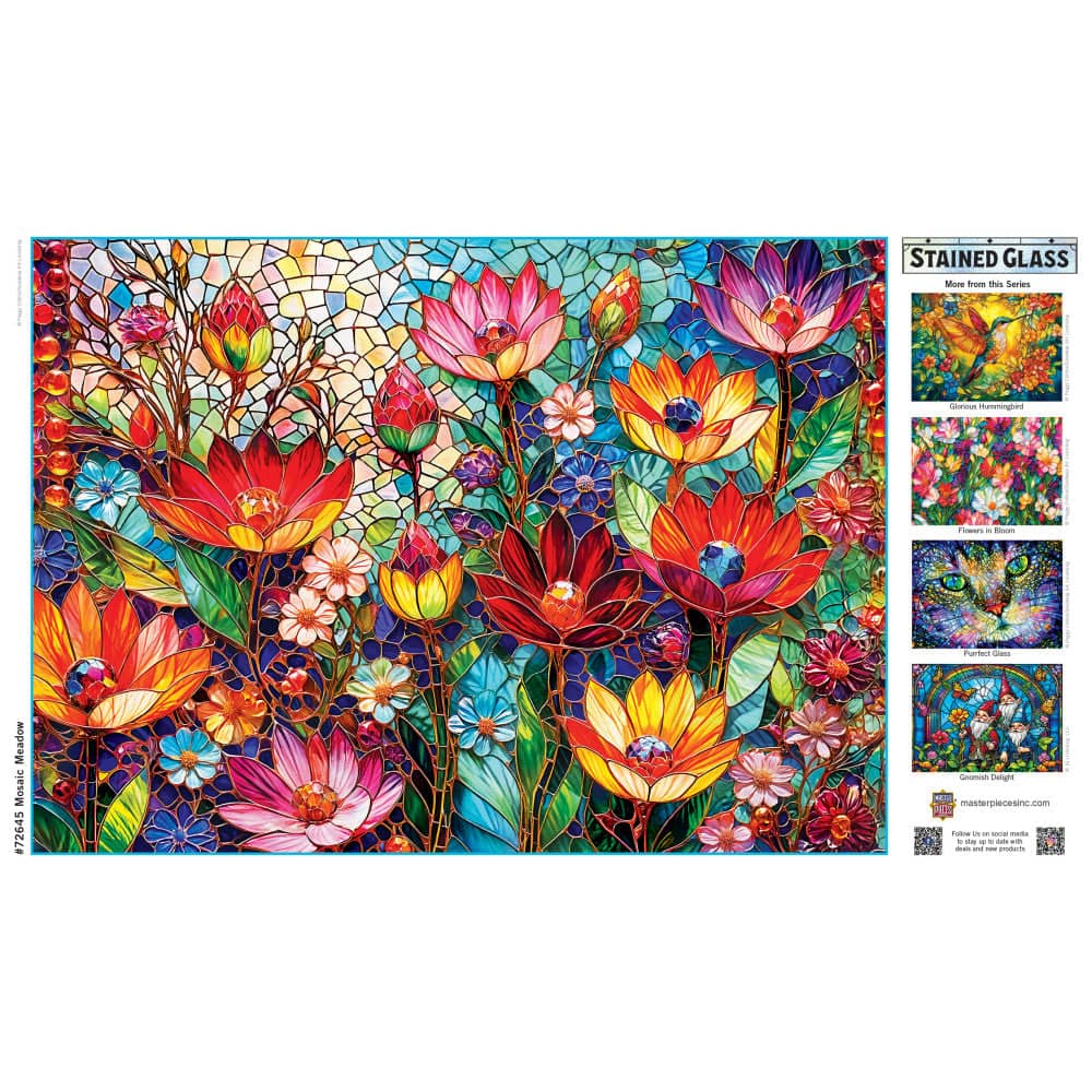 Stained Glass - Mosaic Meadow 1000 Piece Jigsaw Puzzle - Image 4