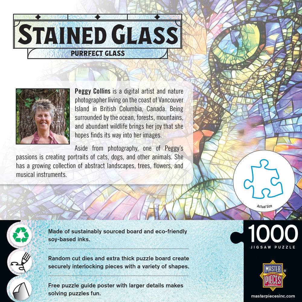 Stained Glass - Purrfect Glass 1000 Piece Jigsaw Puzzle - Image 3