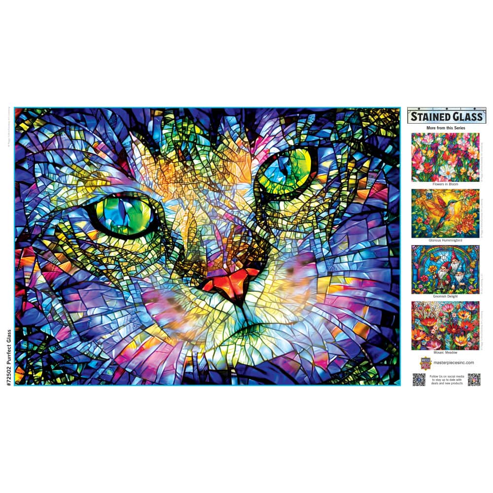Stained Glass - Purrfect Glass 1000 Piece Jigsaw Puzzle - Image 4