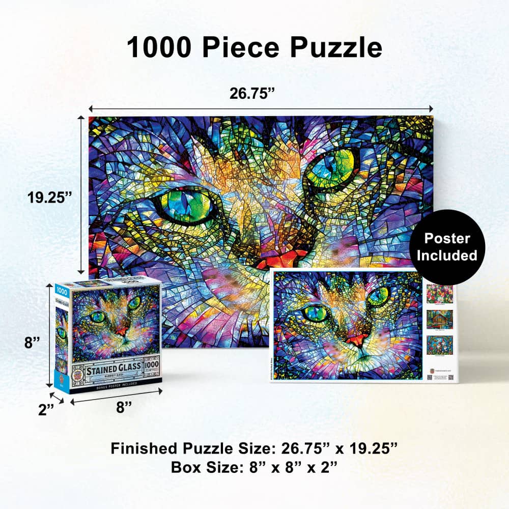 Stained Glass - Purrfect Glass 1000 Piece Jigsaw Puzzle - Image 5
