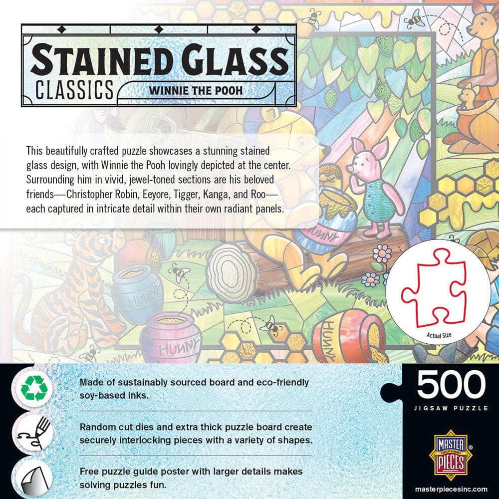 Stained Glass - Winnie the Pooh 500 Piece Jigsaw Puzzle - Image 3