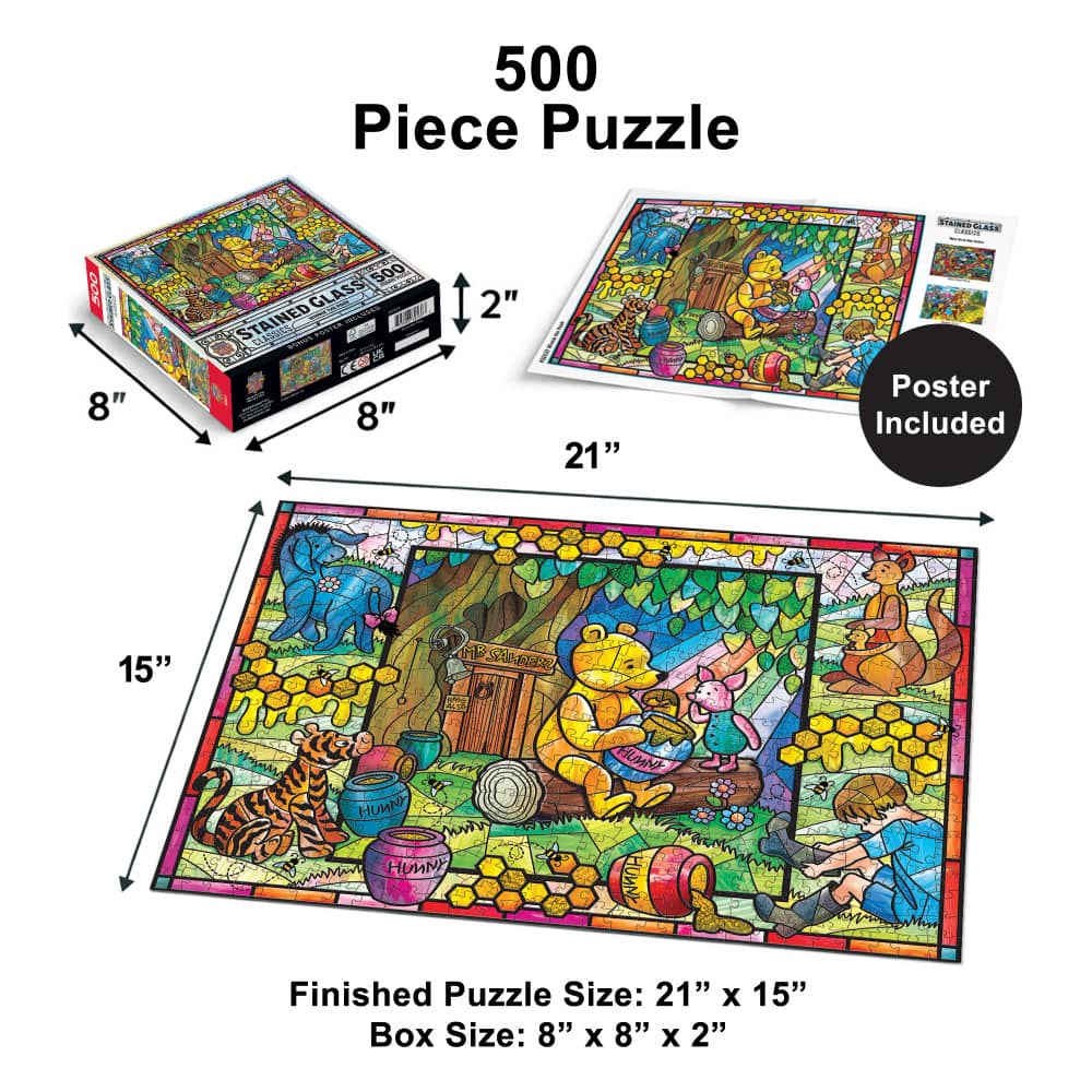 Stained Glass - Winnie the Pooh 500 Piece Jigsaw Puzzle - Image 5