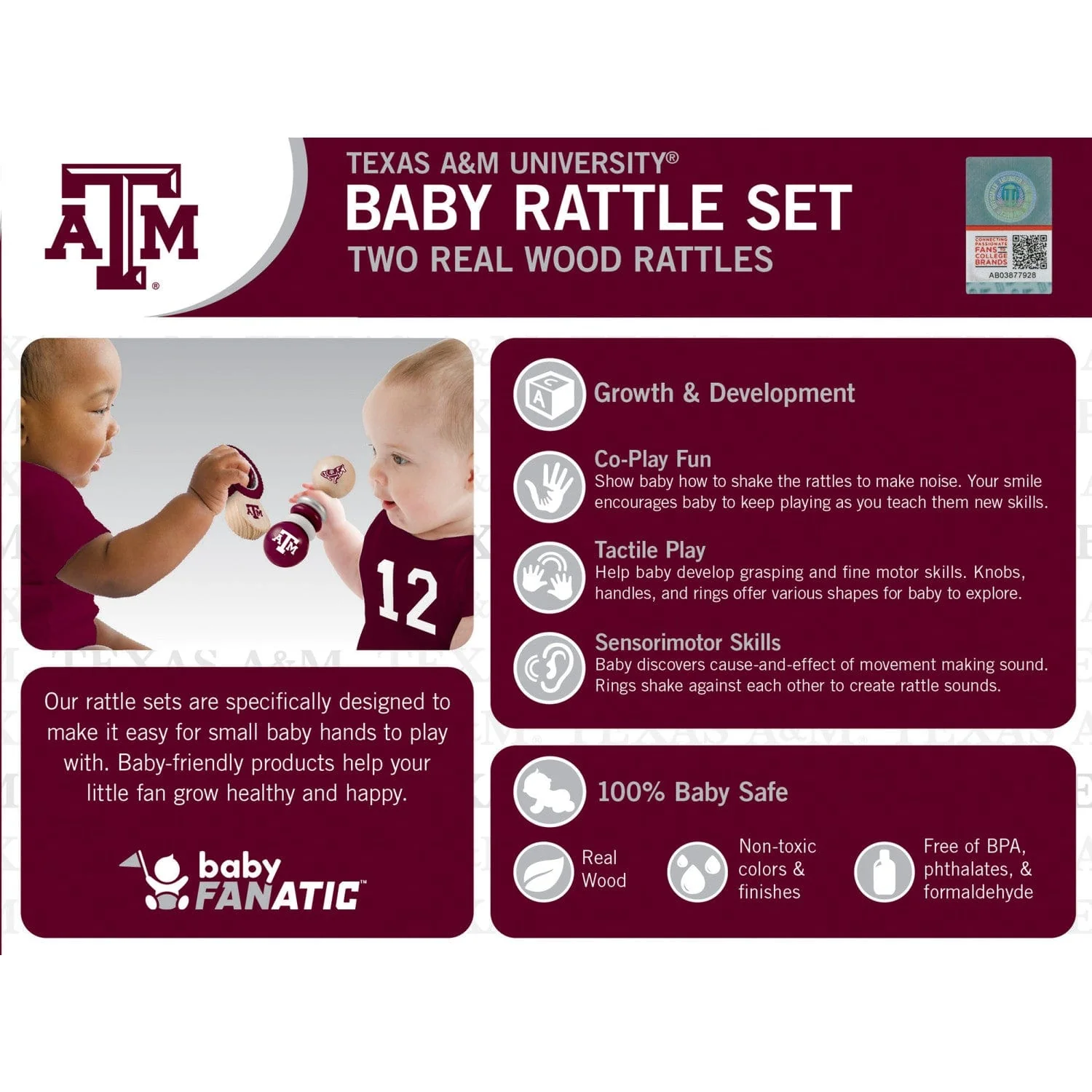 Texas A&M Aggies - Baby Rattles 2-Pack - Image 3
