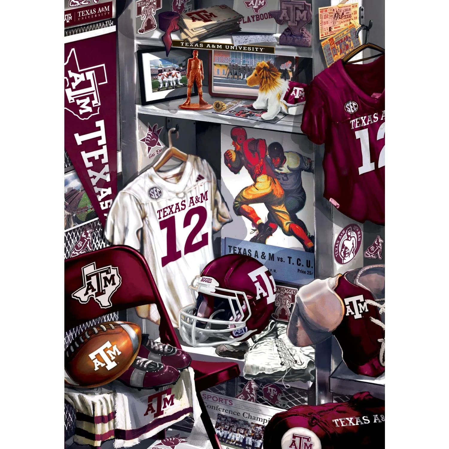 Texas A&M Aggies - Locker Room 500 Piece Jigsaw Puzzle - Image 2