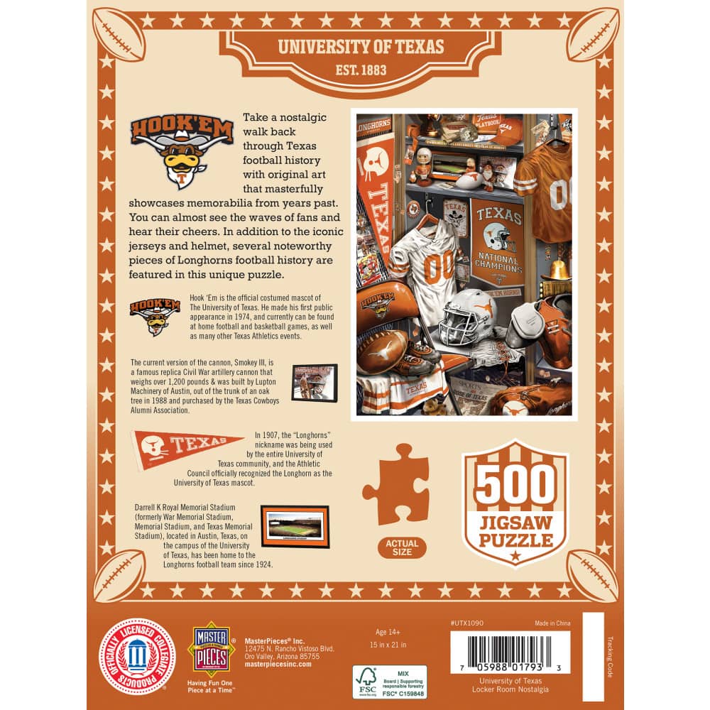 Texas Longhorns - Locker Room 500 Piece Jigsaw Puzzle - Image 3