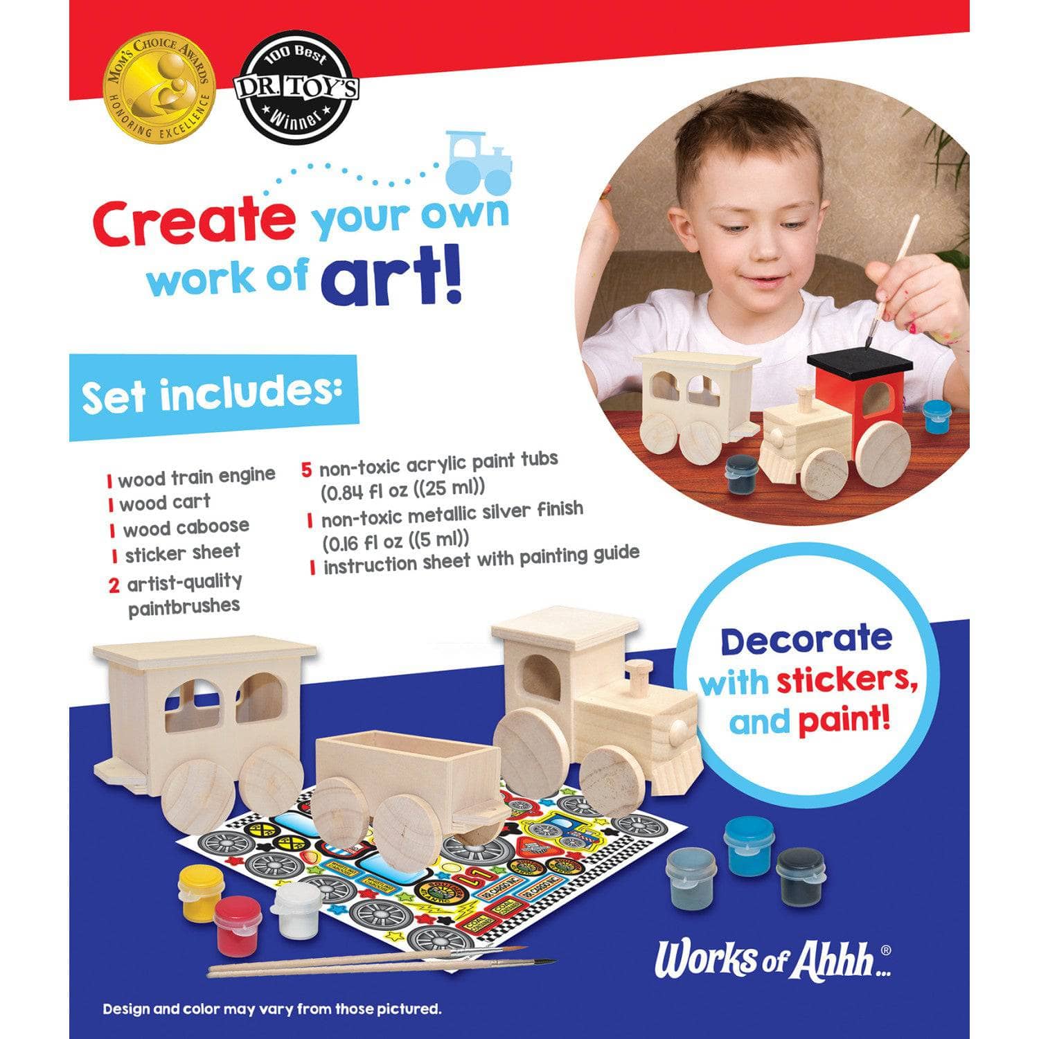 Toy Train Wood Craft & Paint Kit - Image 3