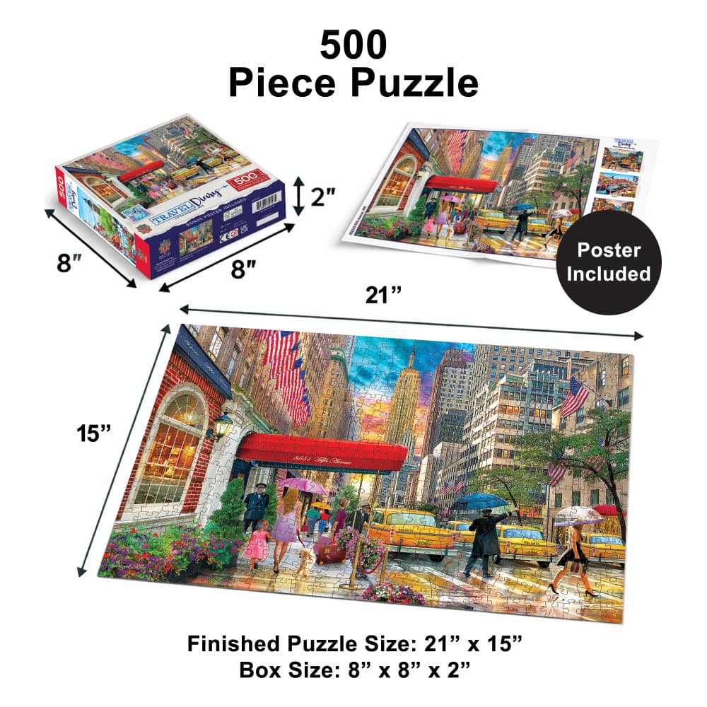 Travel Diary - Fifth Avenue, NYC 500 Piece Jigsaw Puzzle - Image 5
