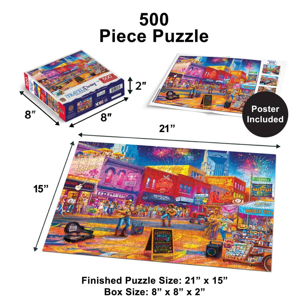 Travel Diary - Honky-Tonk Harmony 500 Piece Jigsaw Puzzle - Image 5