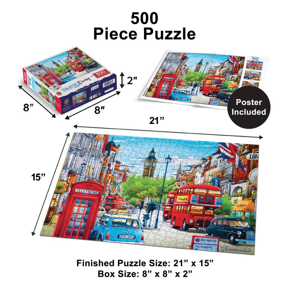 Travel Diary - London 500 Piece Jigsaw Puzzle - Image 5