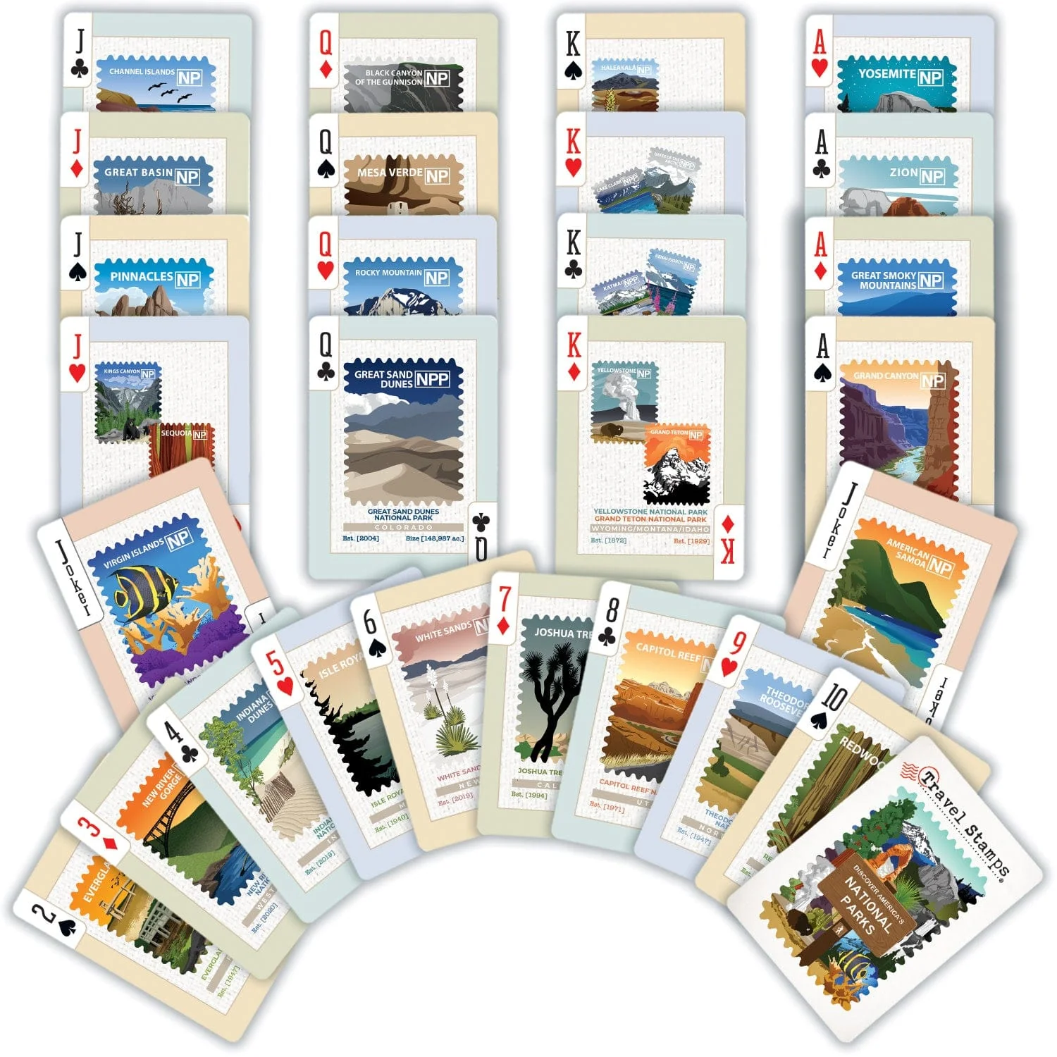 National Parks Travel Stamps Playing Cards - 54 Card Deck - Image 2