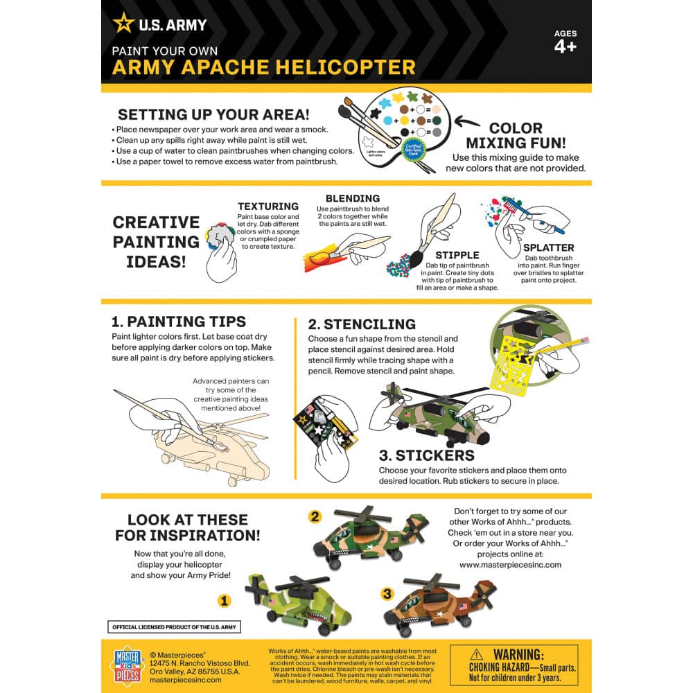 U.S. Army - Apache Helicopter Wood Craft & Paint Kit - Image 4
