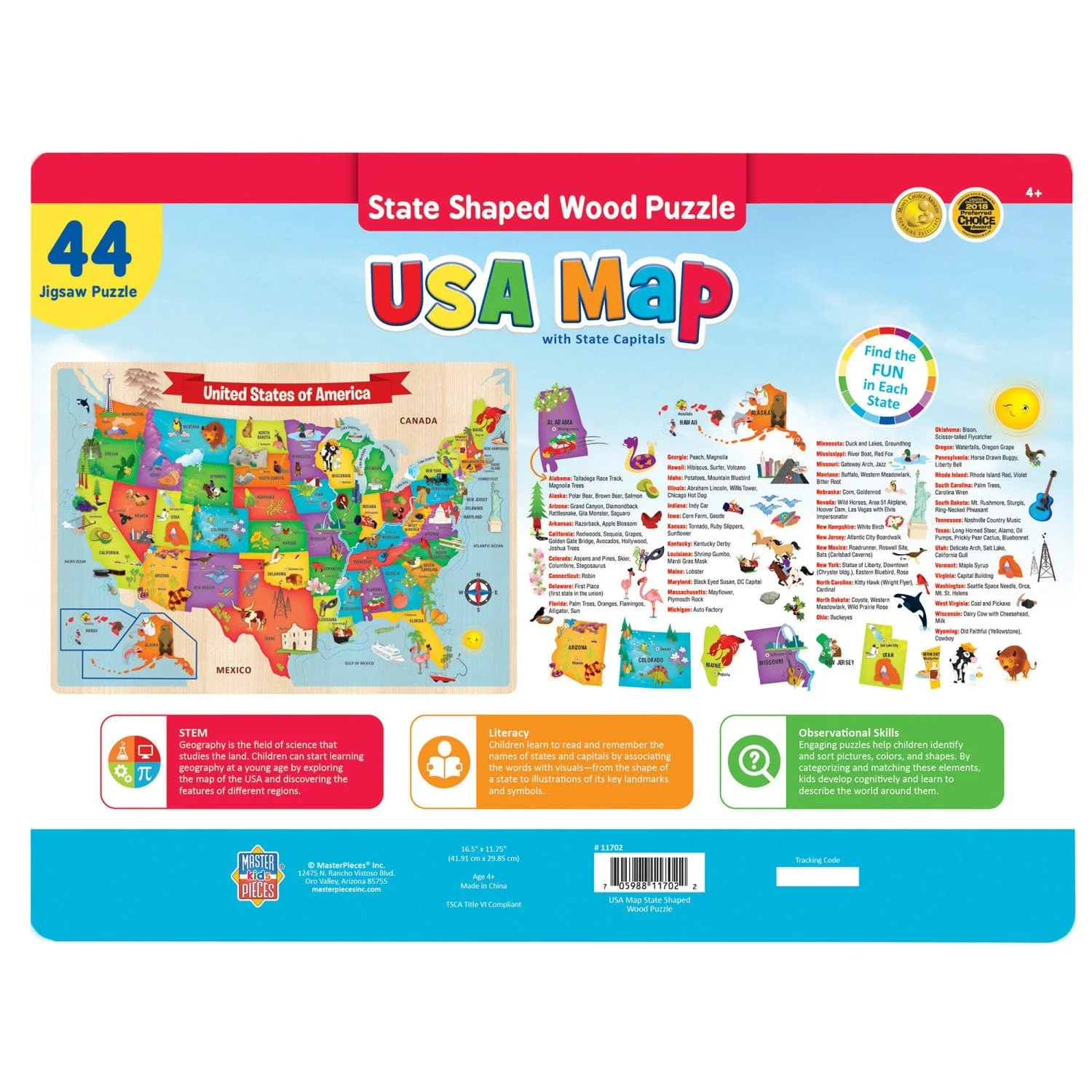 USA Map - 44 Piece Wood Jigsaw Puzzle - Image 3