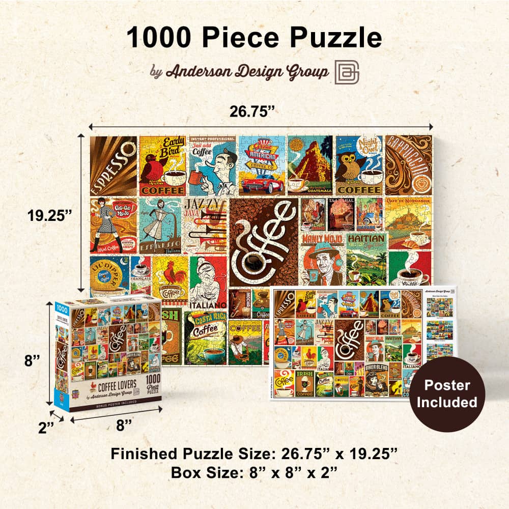 Vintage Posters - Coffee Lovers 1000 Piece Jigsaw Puzzle - Image 5