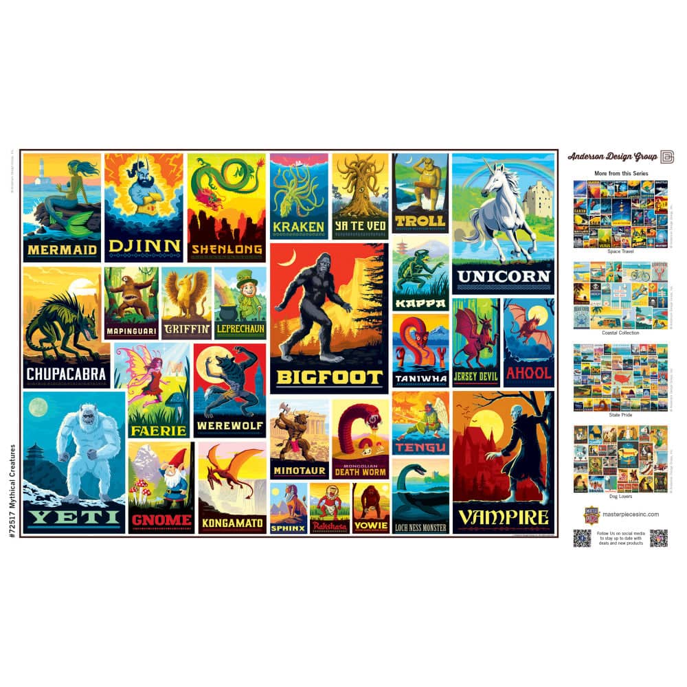 Vintage Posters - Mythical Creatures 1000 Piece Jigsaw Puzzle - Image 4