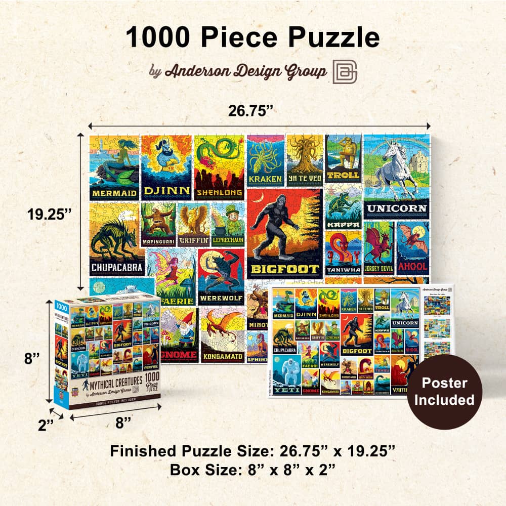 Vintage Posters - Mythical Creatures 1000 Piece Jigsaw Puzzle - Image 5