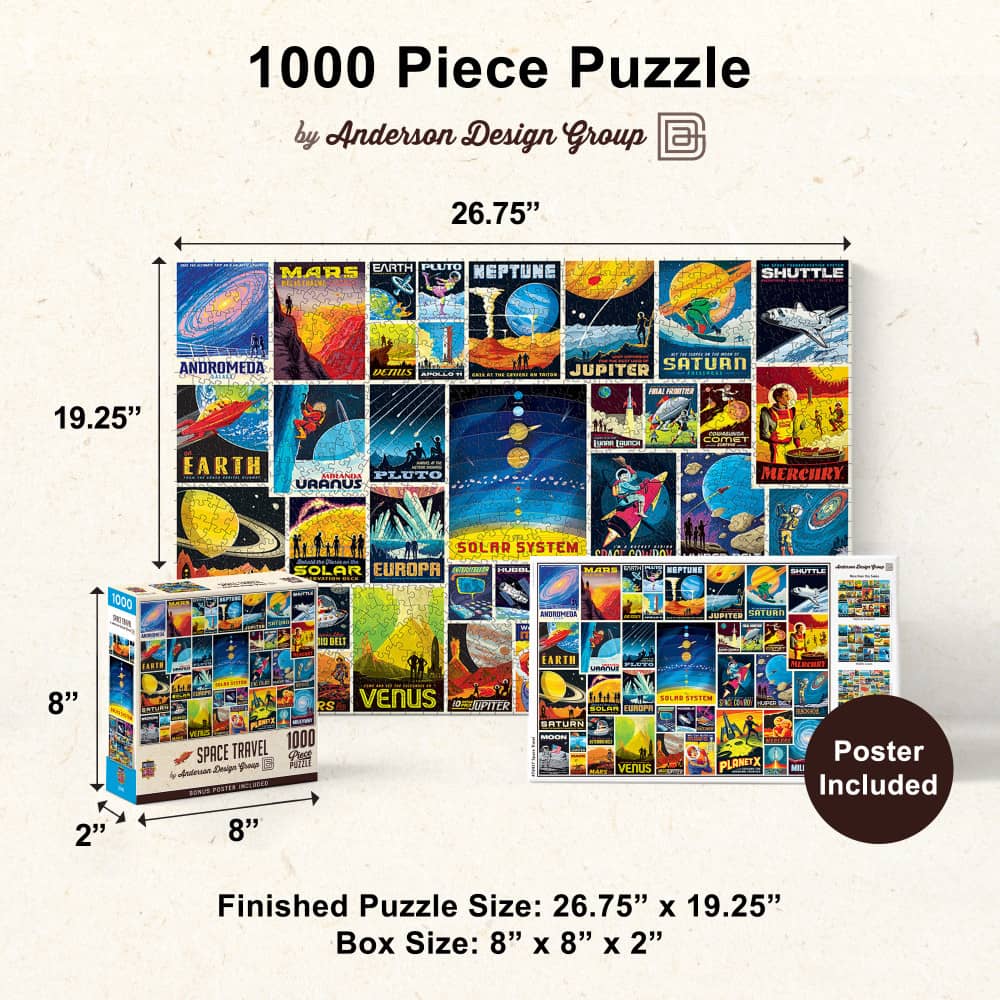 Vintage Posters - Space Travel 1000 Piece Jigsaw Puzzle - Image 5