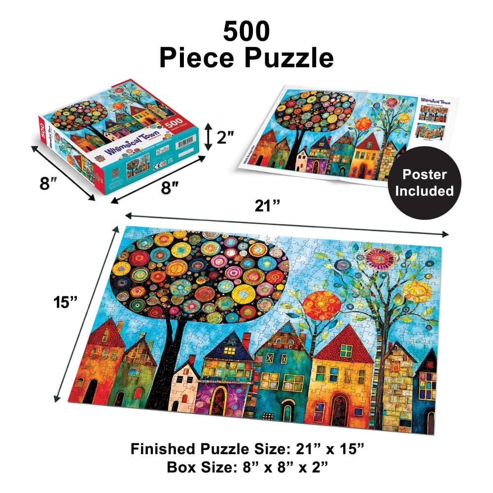 Whimsical Town - My Happy Place 500 Piece Jigsaw Puzzle - Image 5