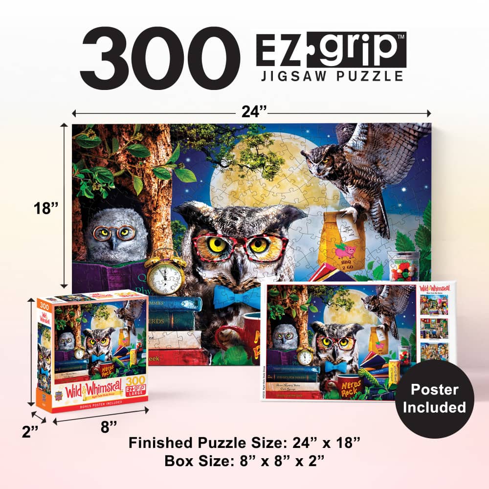 Wild & Whimsical - Night Owls Study Group 300 Piece EZ Grip Jigsaw Puzzle - Image 5