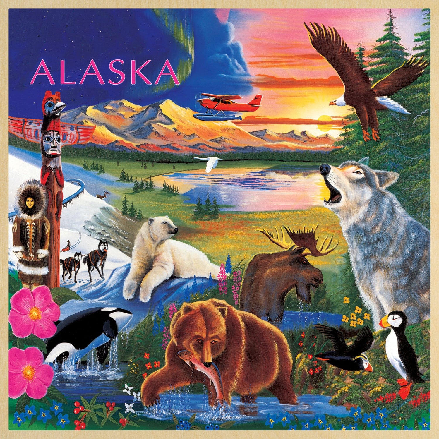 Jr. Ranger - Wildlife of Alaska 48 Piece Wood Jigsaw Puzzle - Image 2