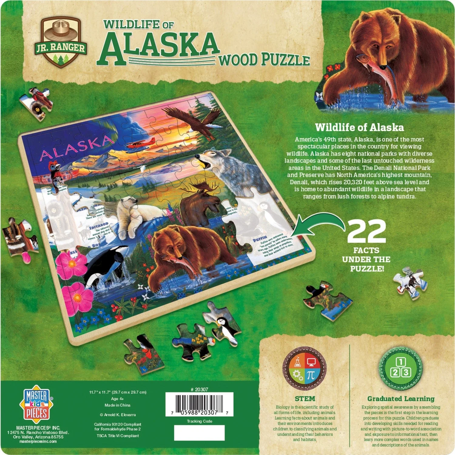 Jr. Ranger - Wildlife of Alaska 48 Piece Wood Jigsaw Puzzle - Image 3