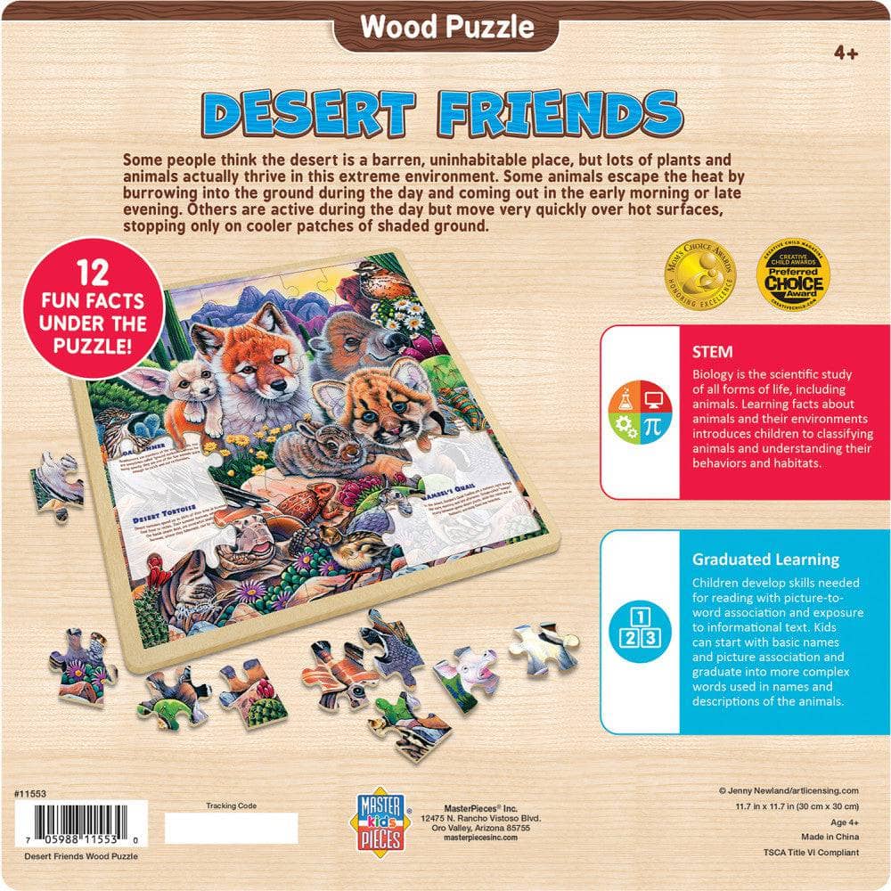 Wood Fun Facts - Desert Friends 48 Piece Wood Jigsaw Puzzle - Image 3