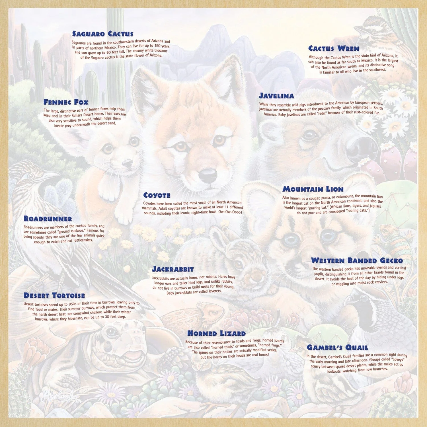 Wood Fun Facts - Desert Friends 48 Piece Wood Jigsaw Puzzle - Image 4