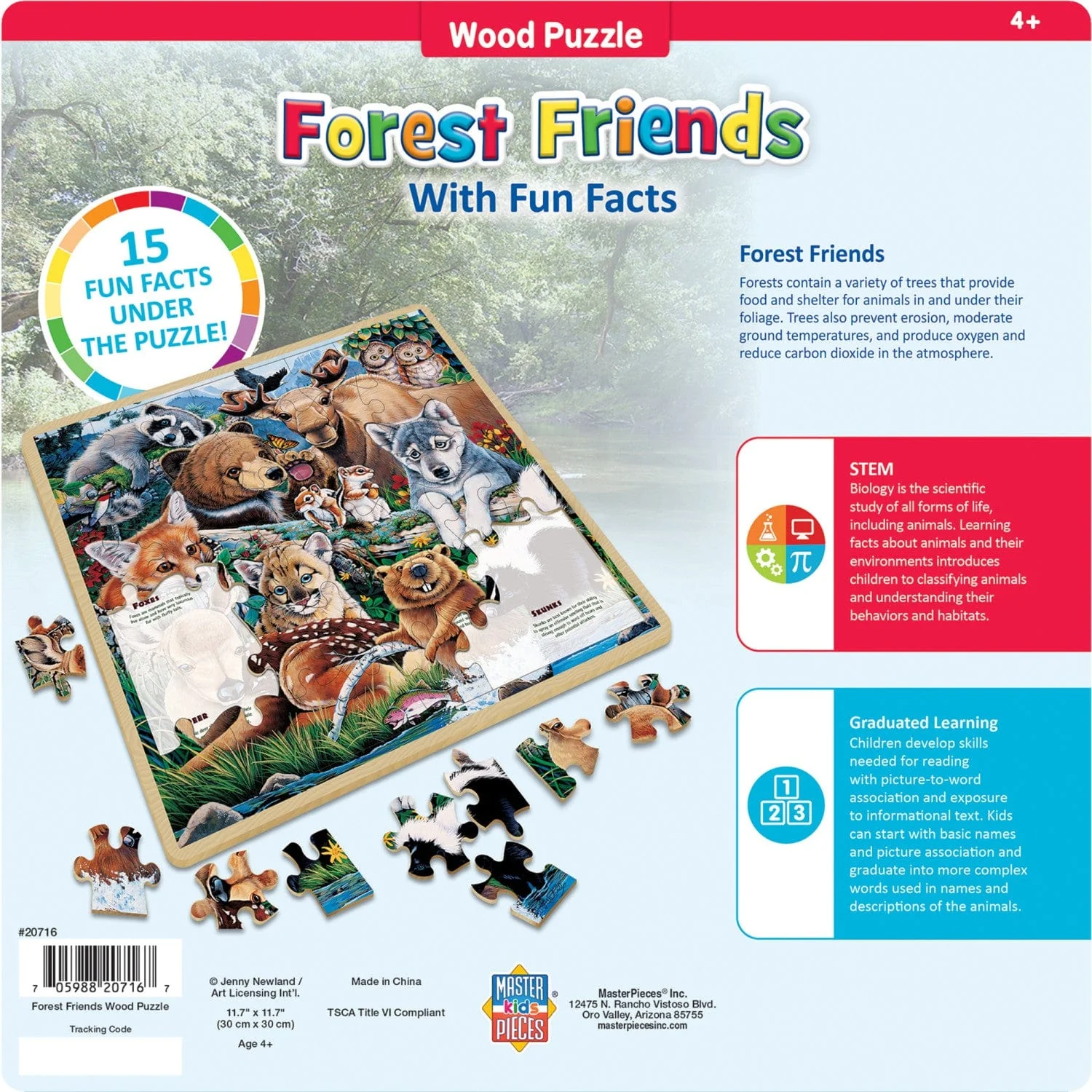 Wood Fun Facts - Forest Friends 48 Piece Wood Jigsaw Puzzle - Image 3