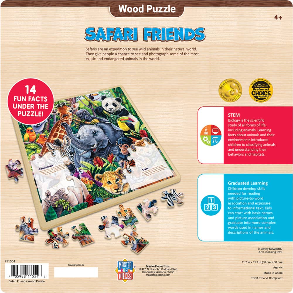 Wood Fun Facts - Safari Friends 48 Piece Wood Jigsaw Puzzle - Image 3