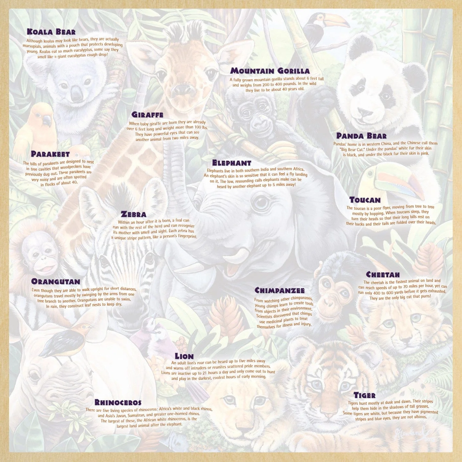 Wood Fun Facts - Safari Friends 48 Piece Wood Jigsaw Puzzle - Image 4