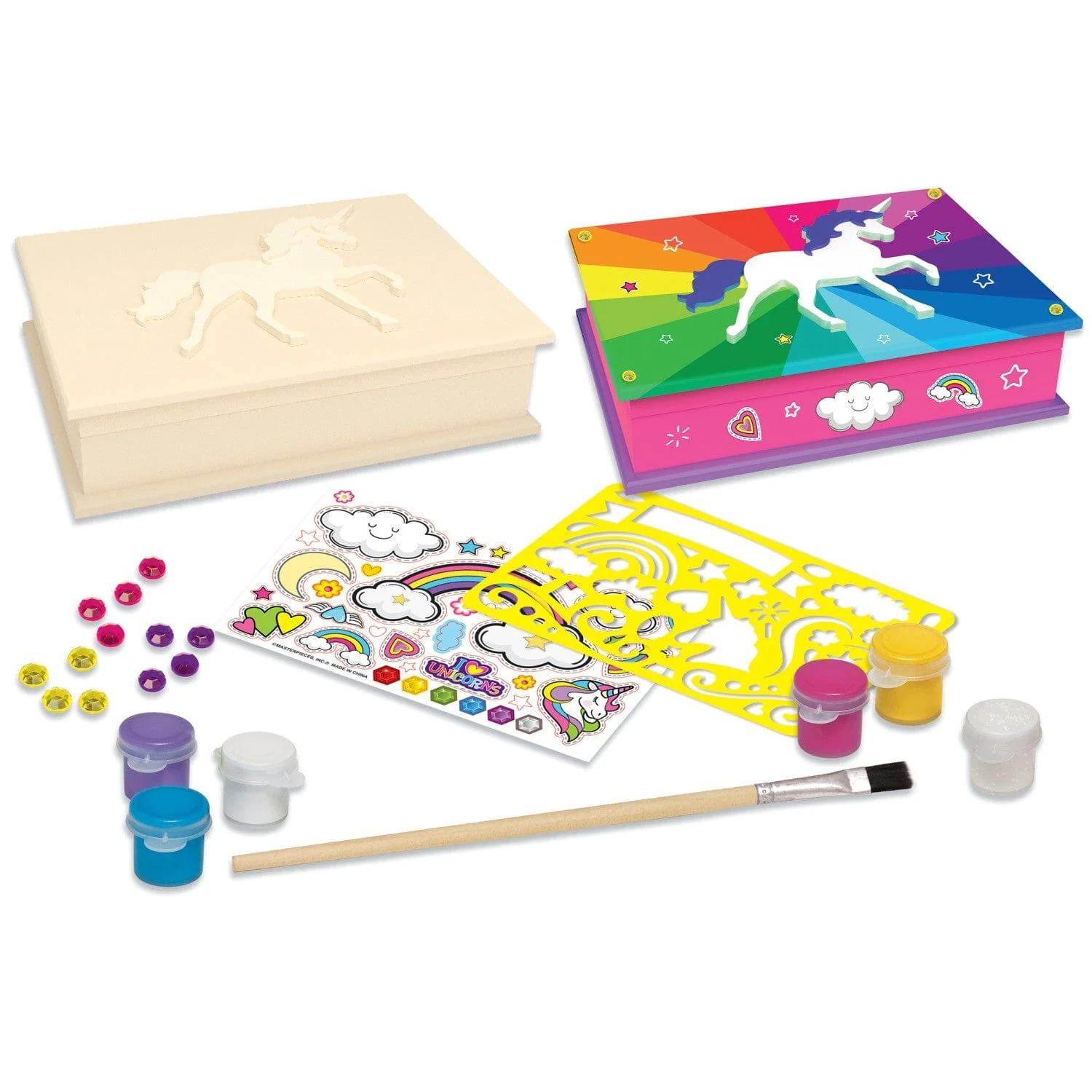 Unicorn Keepsake Box Wood Craft & Paint Kit - Image 2