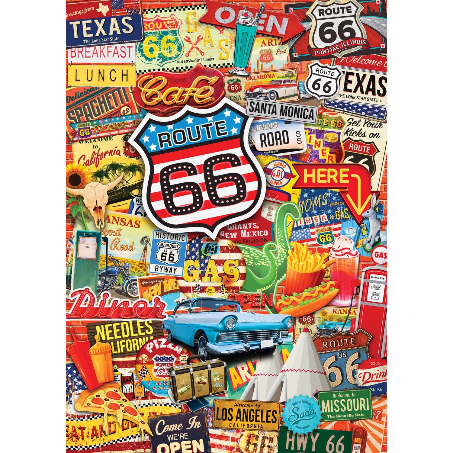 World's Smallest - Route 66 1000 Piece Jigsaw Puzzle - Image 2